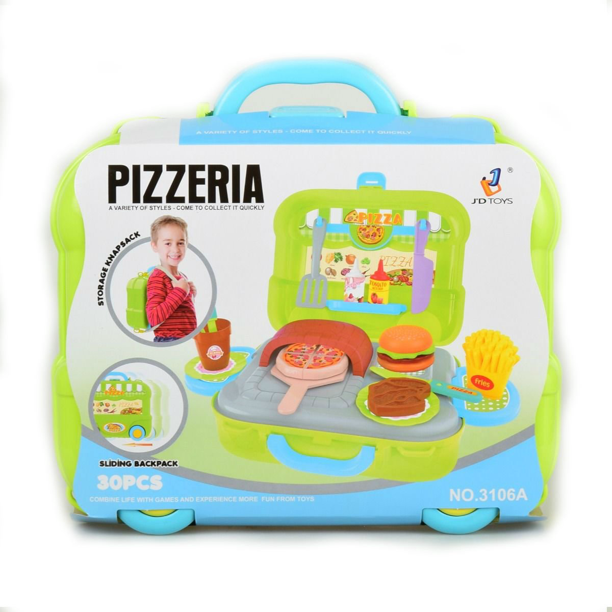 Игровой набор JD Toys Мобильная пиццерия в чемодане на колесиках 30 пр купить,NaN