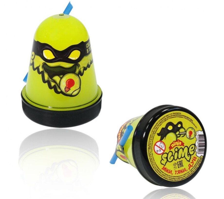 Слайм Slime Ninja светится в темноте желтый 130гр купить,NaN