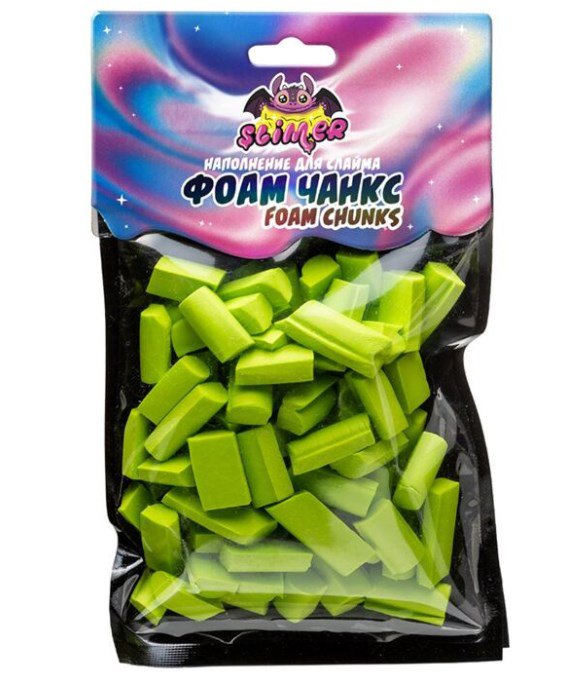 Наполнение для слайма Slimer  Фоам Чанкс Foam Chunkc ярко-зеленый 100гр купить,NaN