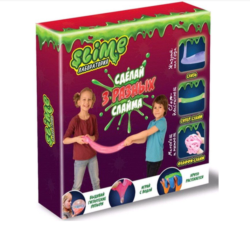 Набор для опытов Slime 3в1 Лаборатория SS300-1 300гр купить,NaN