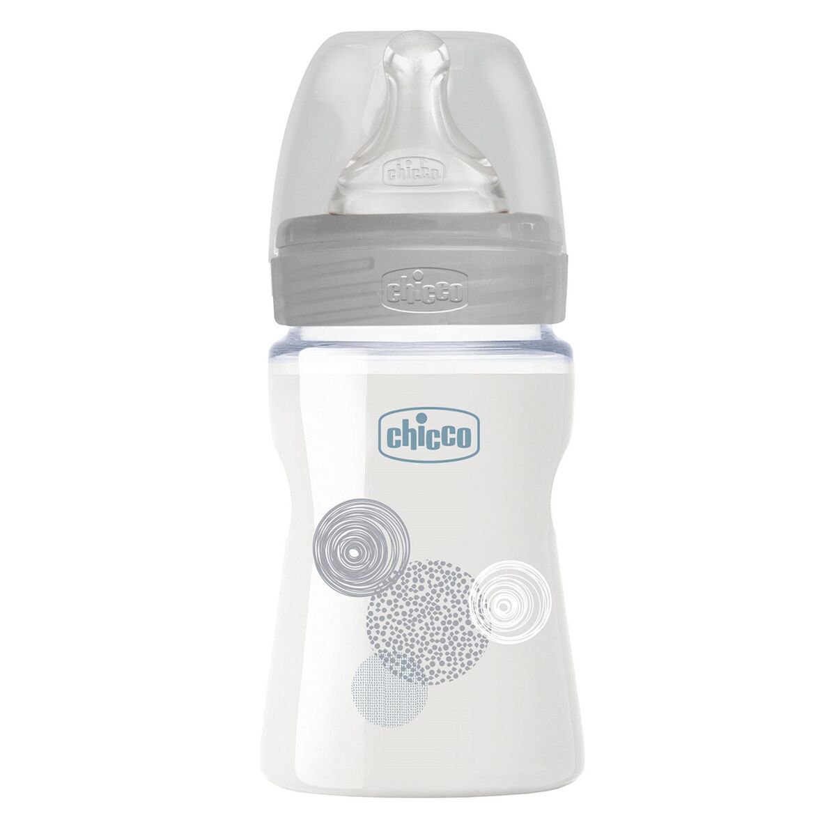 Бутылочка Chicco для кормления Wellbeing силикон 150мл 0м+ стекло серое купить,NaN