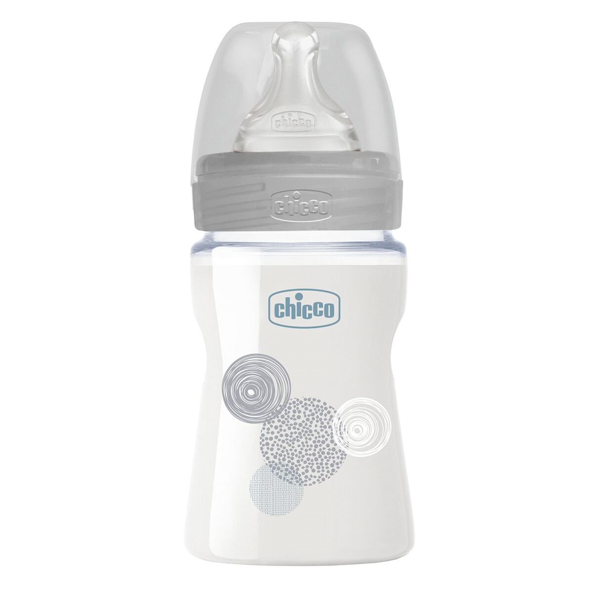 Бутылочка Chicco для кормления Wellbeing силикон 150мл 0м+ стекло серое купить,NaN