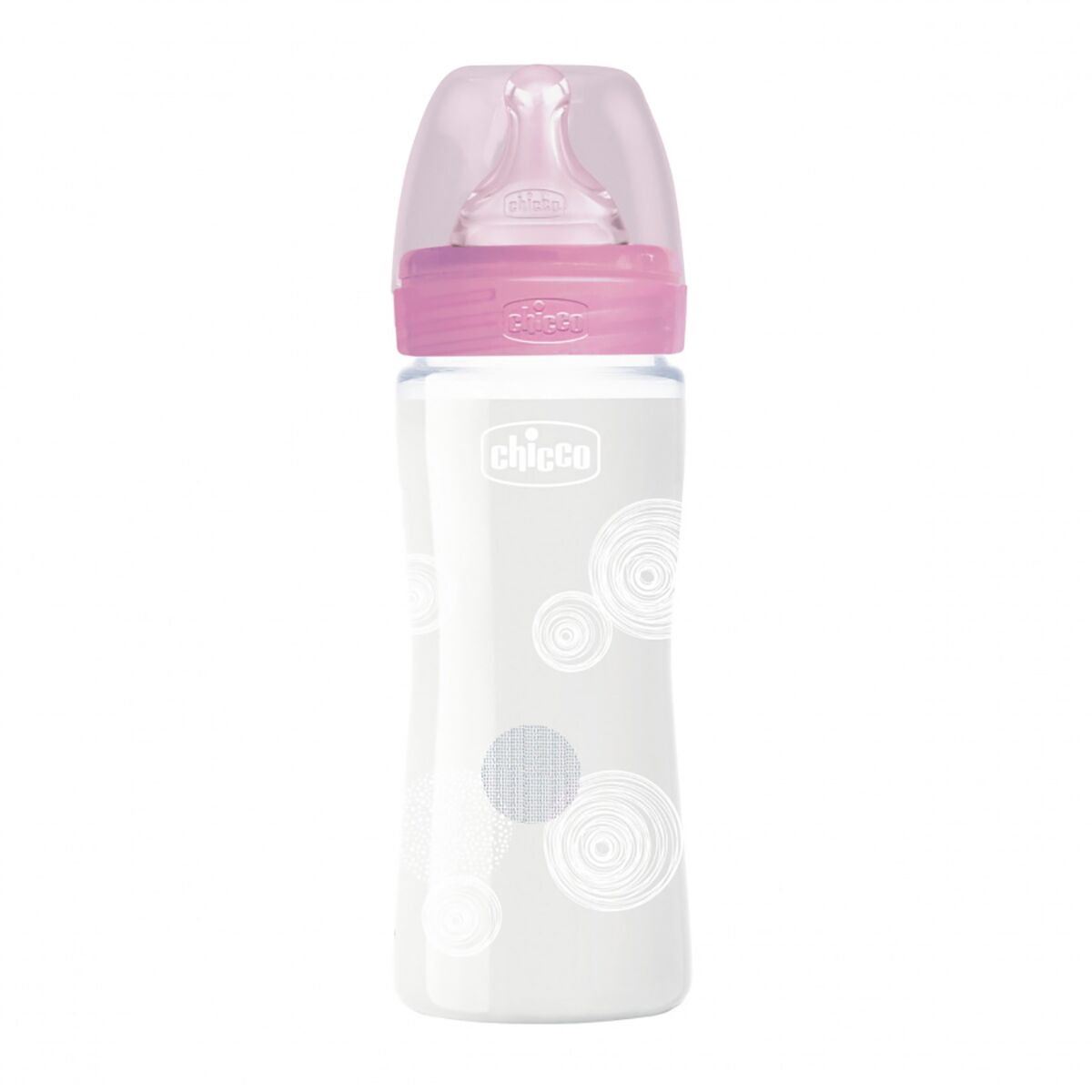 Бутылочка Chicco для кормления Wellbeing силикон 240мл 0м+ стекло розовая купить,NaN