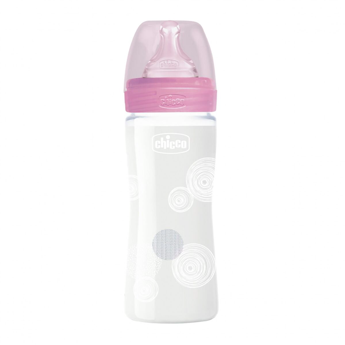 Бутылочка Chicco для кормления Wellbeing силикон 240мл 0м+ стекло розовая купить,NaN