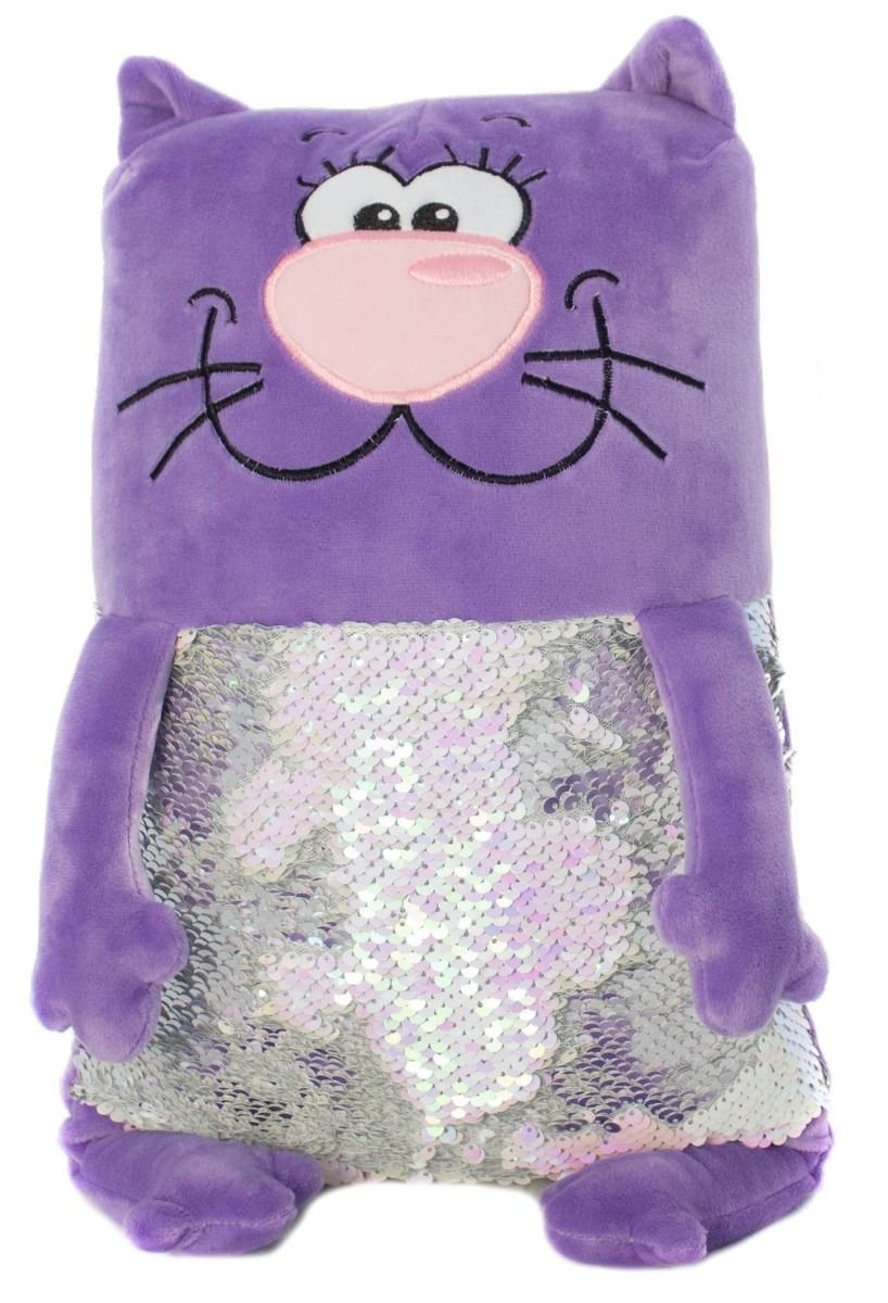 Мягкая игрушка KiddieArt Кот фиолетовый Tallula Пайетка 43см купить,NaN