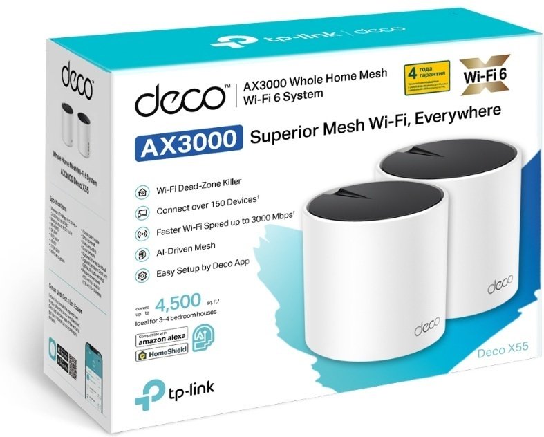Wi-Fi роутер TP-LINK Deco X55 AX3000 (2-pack) Wi-Fi 6 купить,93610