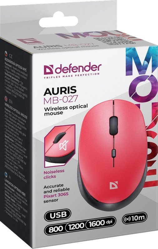 Мышь Defender Auris MB-027 52026 красный купить,NaN