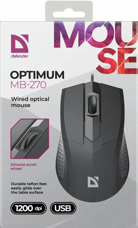 Мышь Defender Optimum MB-270 черный купить,1269