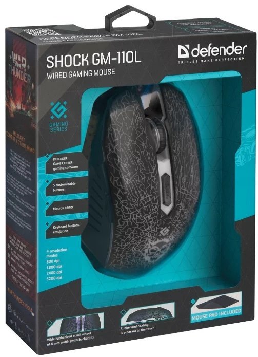 Мышь Defender Shock GM-110L черный