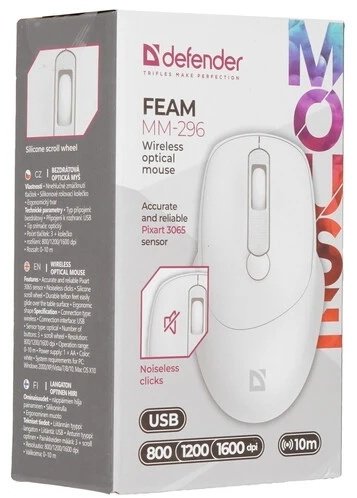 Мышь Defender Feam MM-296 52297 белый - ForteMarket Мышь Defender Feam MM-296 52297 белый купить,2990