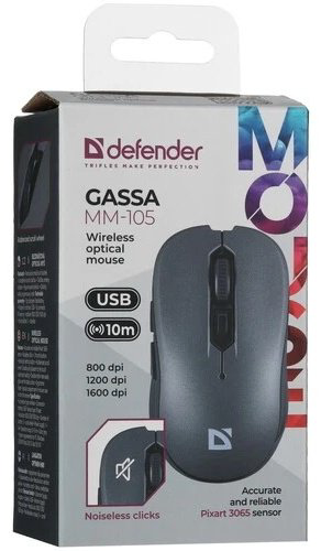 Мышь Defender Gassa MM-105 52104 серый купить,2490