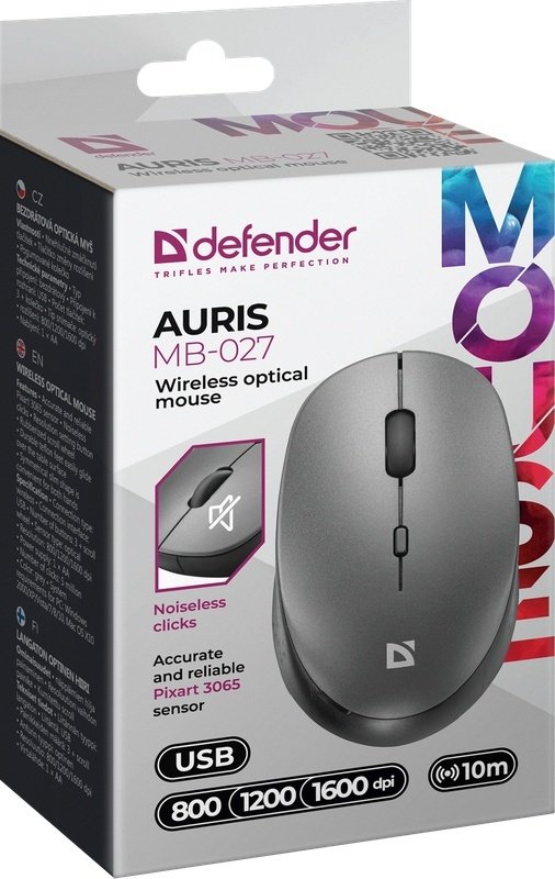 Мышь Defender Auris MB-027 52029 серый купить,2790