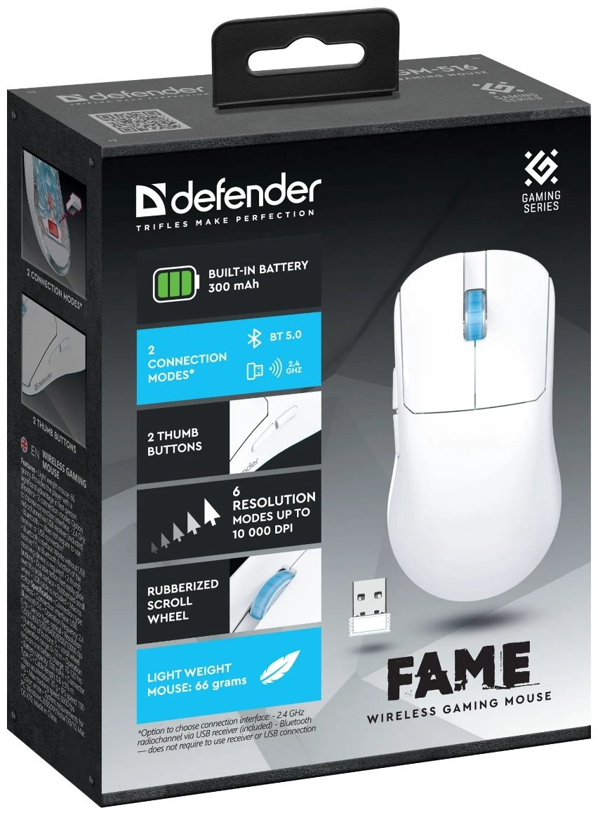 Мышь Defender Fame GM-516 52516 белый купить,10990