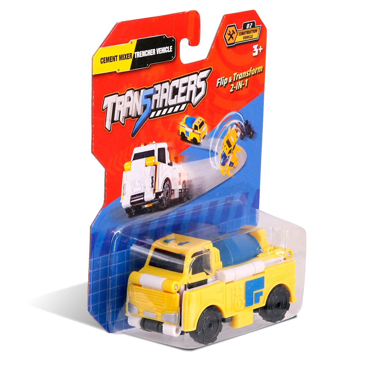 Машинка-трансформер Flip Cars 2в1 Бетономешалка и Траншеекопатель