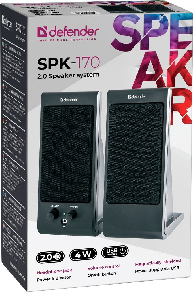 Компьютерные колонки Defender SPK-170 черный купить,4490