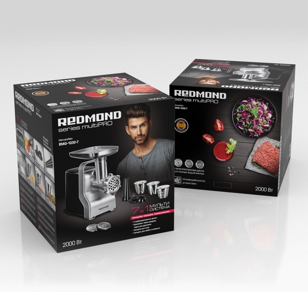 Мясорубка REDMOND RMG-1230-7 черный, серебристый купить,99990