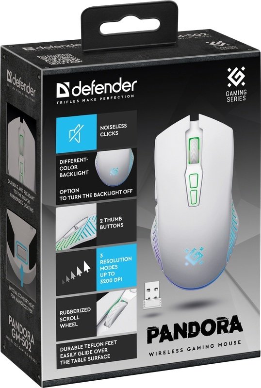 Мышь Defender Pandora GM-502 белый купить,6990
