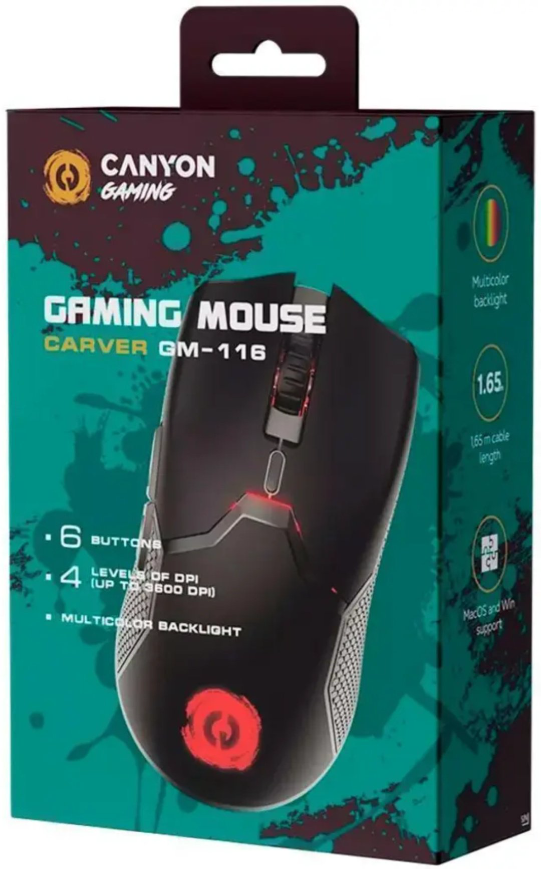 Мышь Canyon Carver GM-116 CND-SGM116 черный купить,NaN