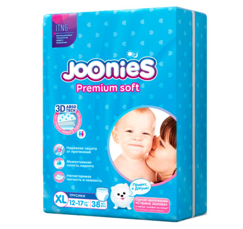Подгузники-трусики Joonies Premium Soft  XL 12-17кг 38шт купить,NaN