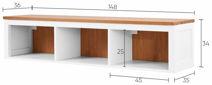 Полка Кымор, 148х36.4x33.9 см, белый, светло-коричневый купить,NaN