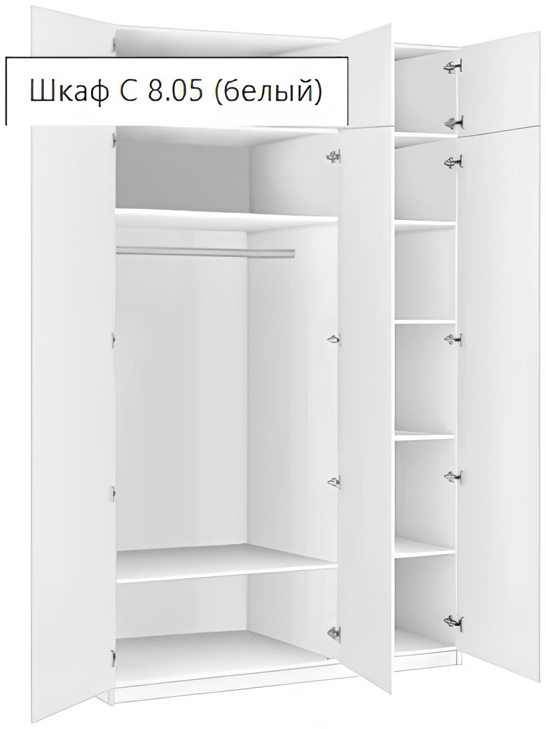 Распашной шкаф БОРОВИЧИ 94382, 151x238х52.4 см, белый купить,NaN