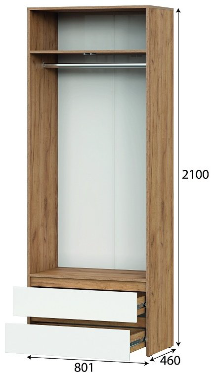 Распашной шкаф СВ Мебель Некст, 80.1x210х46 см, бежевый, белый купить,NaN