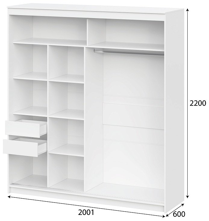 Шкаф-купе SV ШКП 3, 200x220х60 см, белый купить,NaN