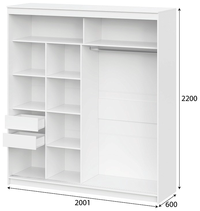 Шкаф-купе SV ШКП 3, 200x220х60 см, белый купить,NaN