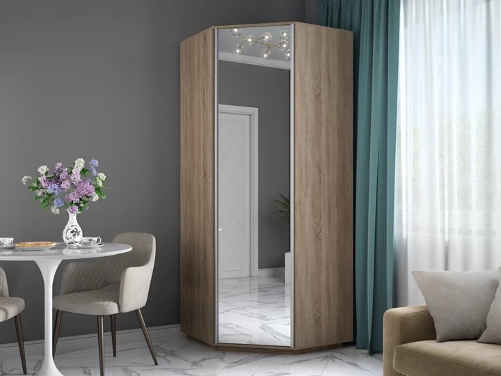 Шкаф угловой Е1 Экспресс, 90x220х90 см, коричневый купить,NaN