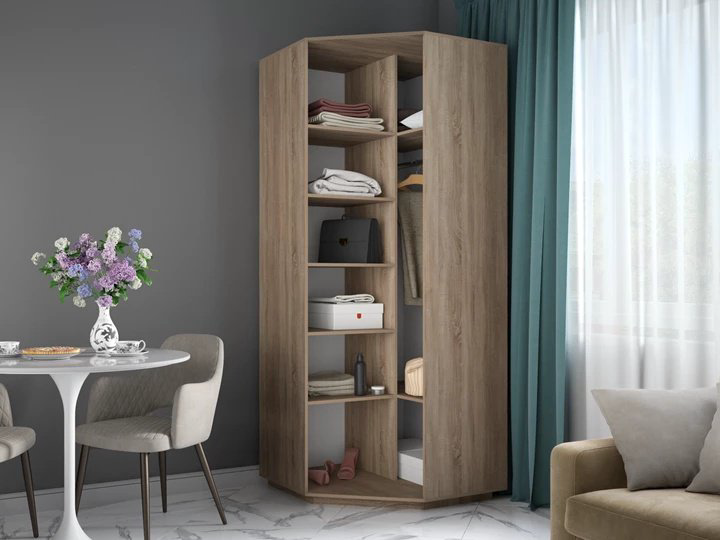 Шкаф угловой Е1 Экспресс, 90x220х90 см, коричневый купить,NaN