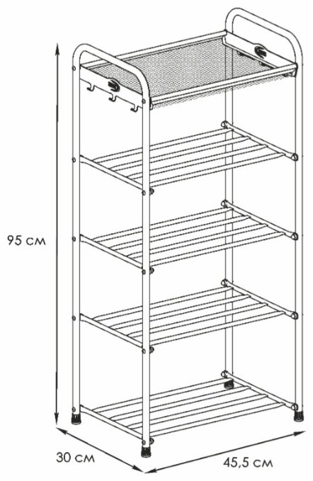 Обувница ЗМИ 45x30x95 см, металл купить,NaN