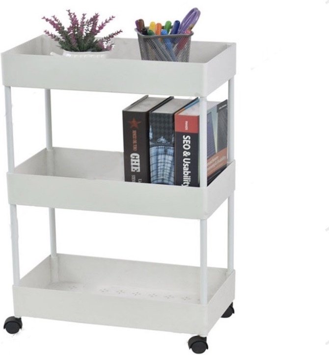 Этажерка ZETA MH-0826-3, металл, пластик, 40x22x64 см, белый купить,NaN