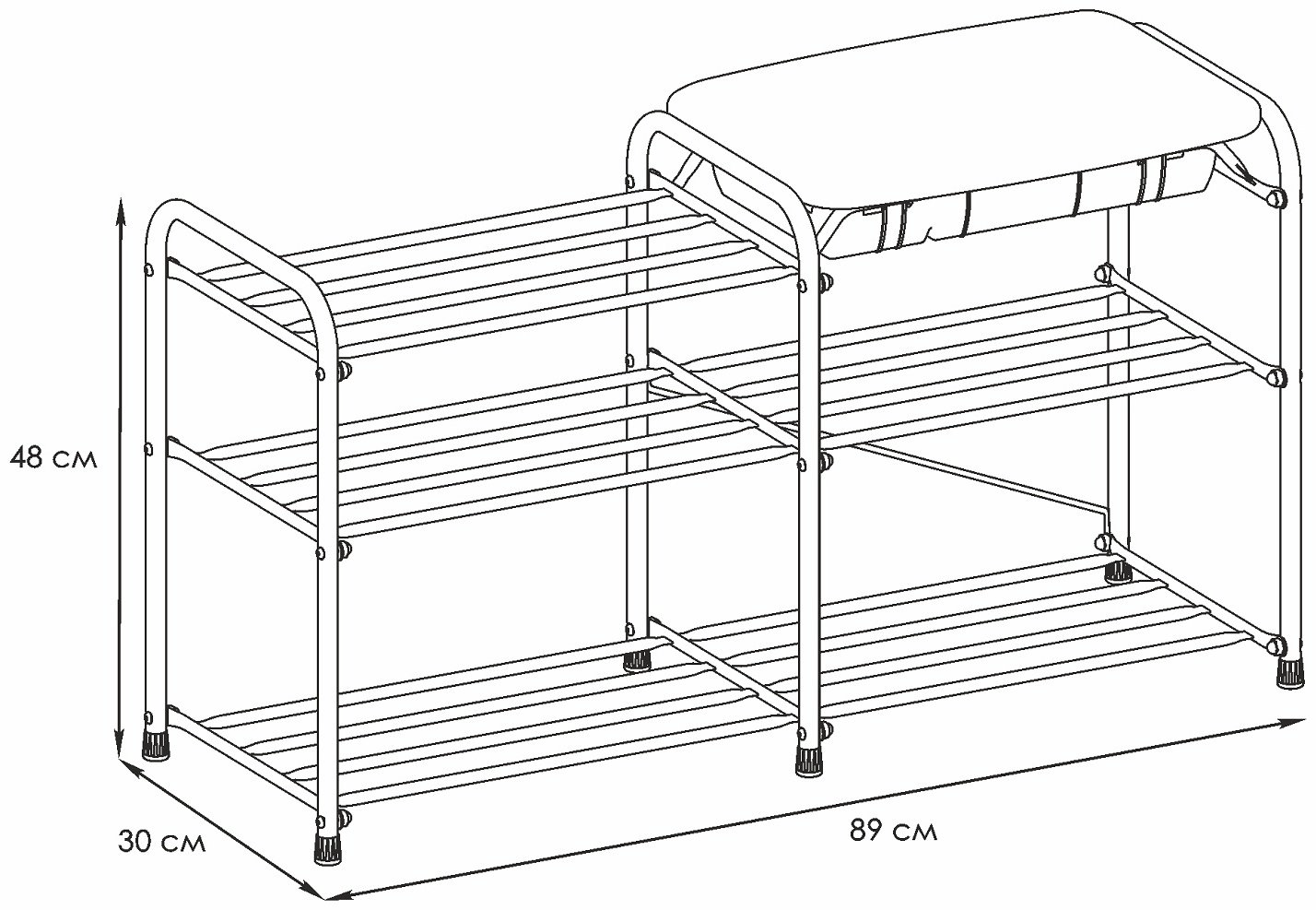 Обувница ЗМИ 89x30x48 см, металл, пластик купить,NaN