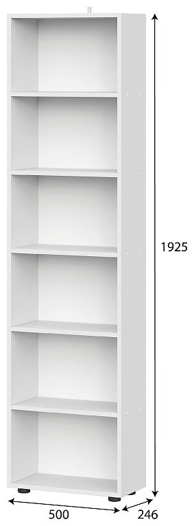 Стеллаж напольный SV, 50x24.6x192.5 см, белый купить,NaN