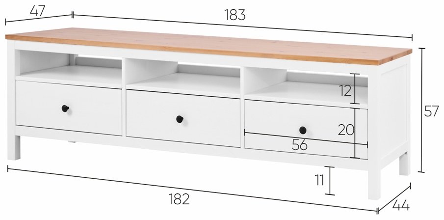 ТВ-тумба напольная Кымор, 182.2x56.7x45.6 см, белый, светло-коричневый купить,NaN