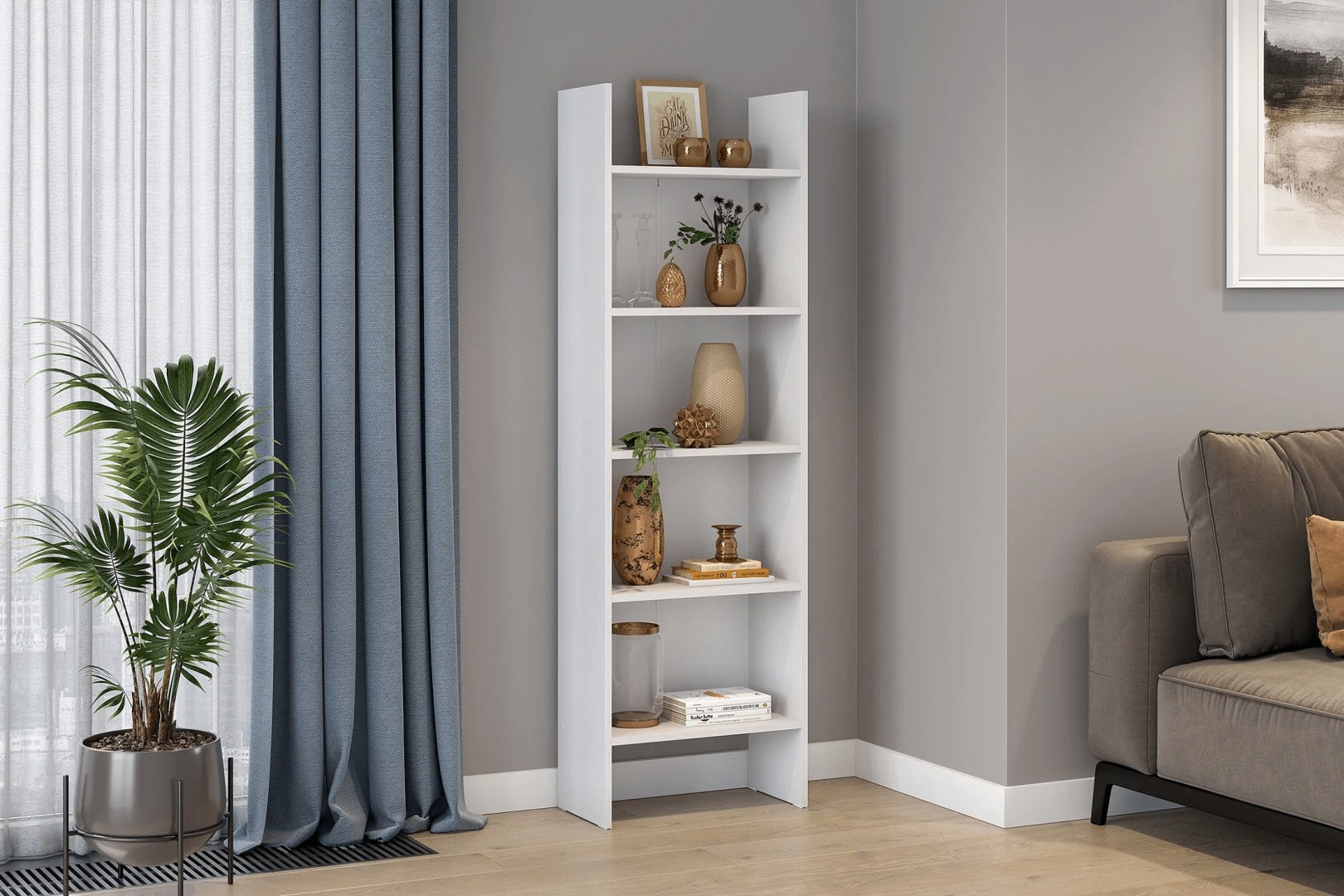 Стеллаж напольный SV, 50x25x160 см, белый купить,NaN