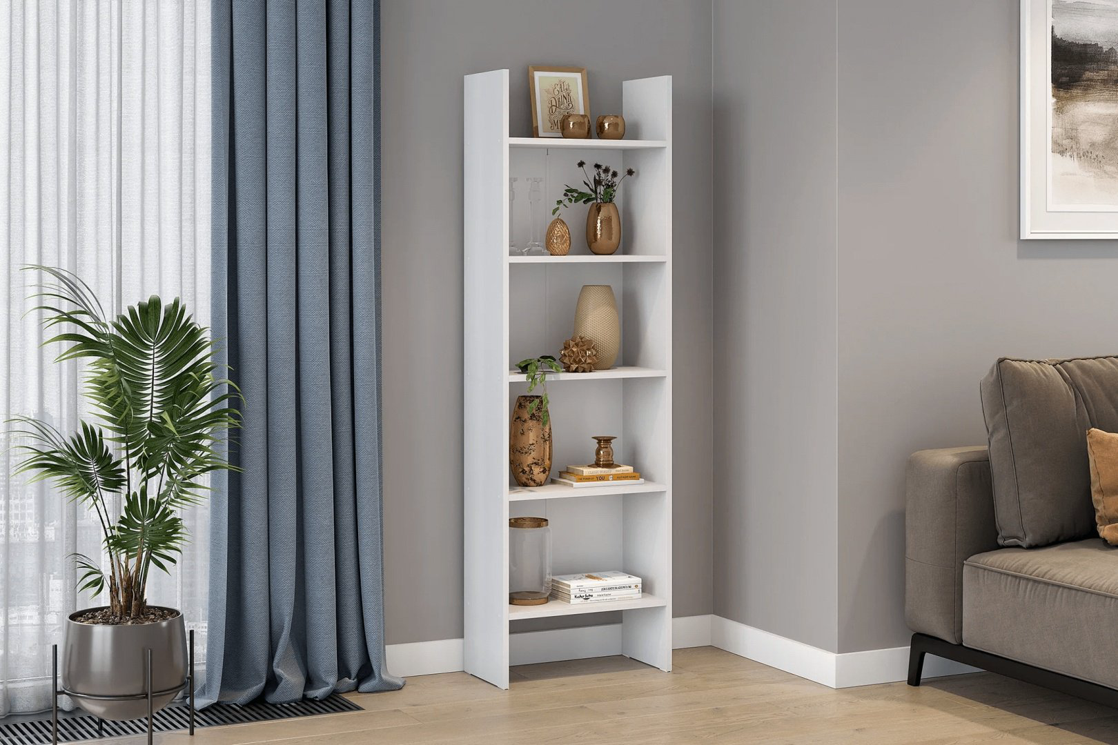 Стеллаж напольный SV, 50x25x160 см, белый купить,NaN