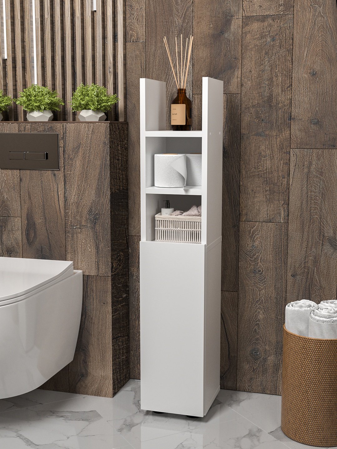 Шкаф-пенал напольный SV 00-00112847, 20.6x22.2x101.9 см, белый