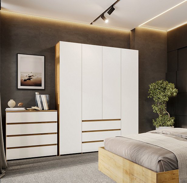 Распашной шкаф СВ Мебель Некст, 160.1x210х46 см, бежевый, белый купить,NaN