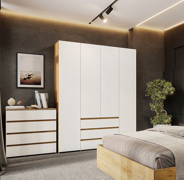 Распашной шкаф СВ Мебель Некст, 160.1x210х46 см, бежевый, белый купить,NaN