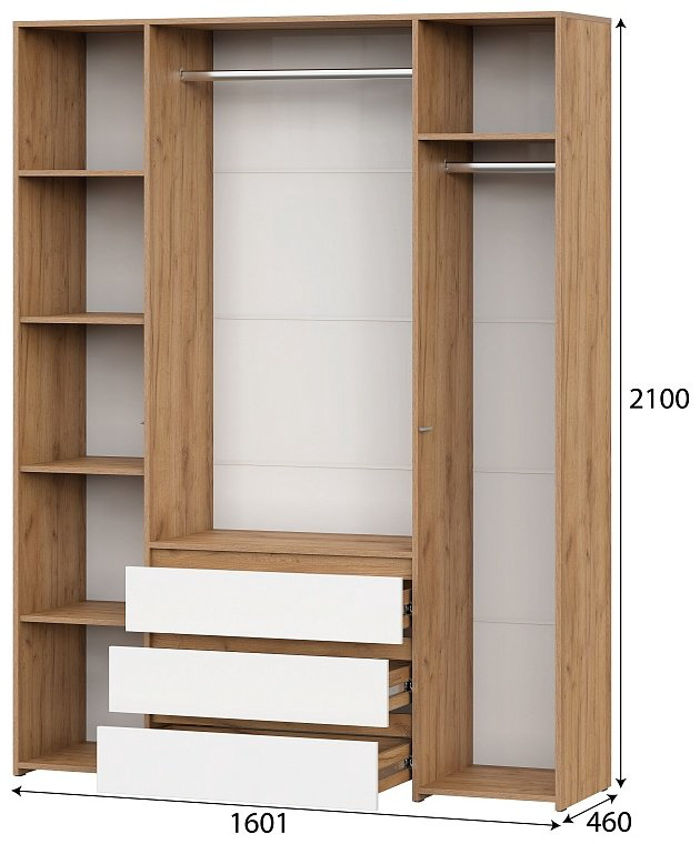 Распашной шкаф СВ Мебель Некст, 160.1x210х46 см, бежевый, белый купить,NaN