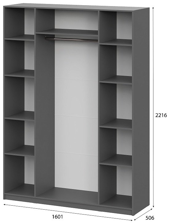 Распашной шкаф ШК 5, 160.1x221.6х50.6 см, графит купить,NaN