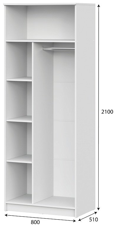 Распашной шкаф SV ШК 2, 80x210х51 см, белый купить,NaN