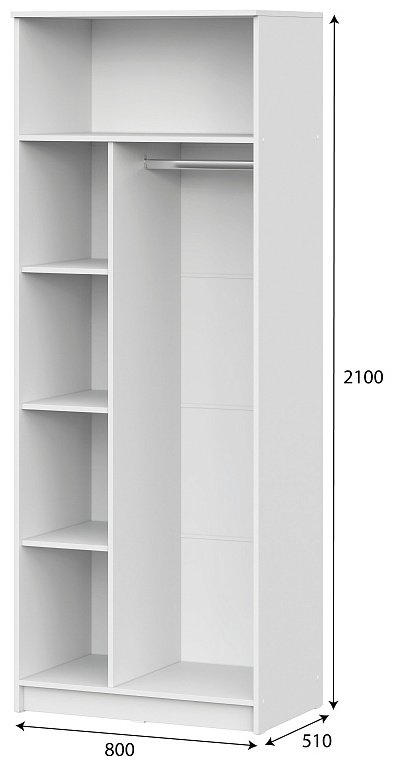Распашной шкаф SV ШК 2, 80x210х51 см, белый купить,NaN