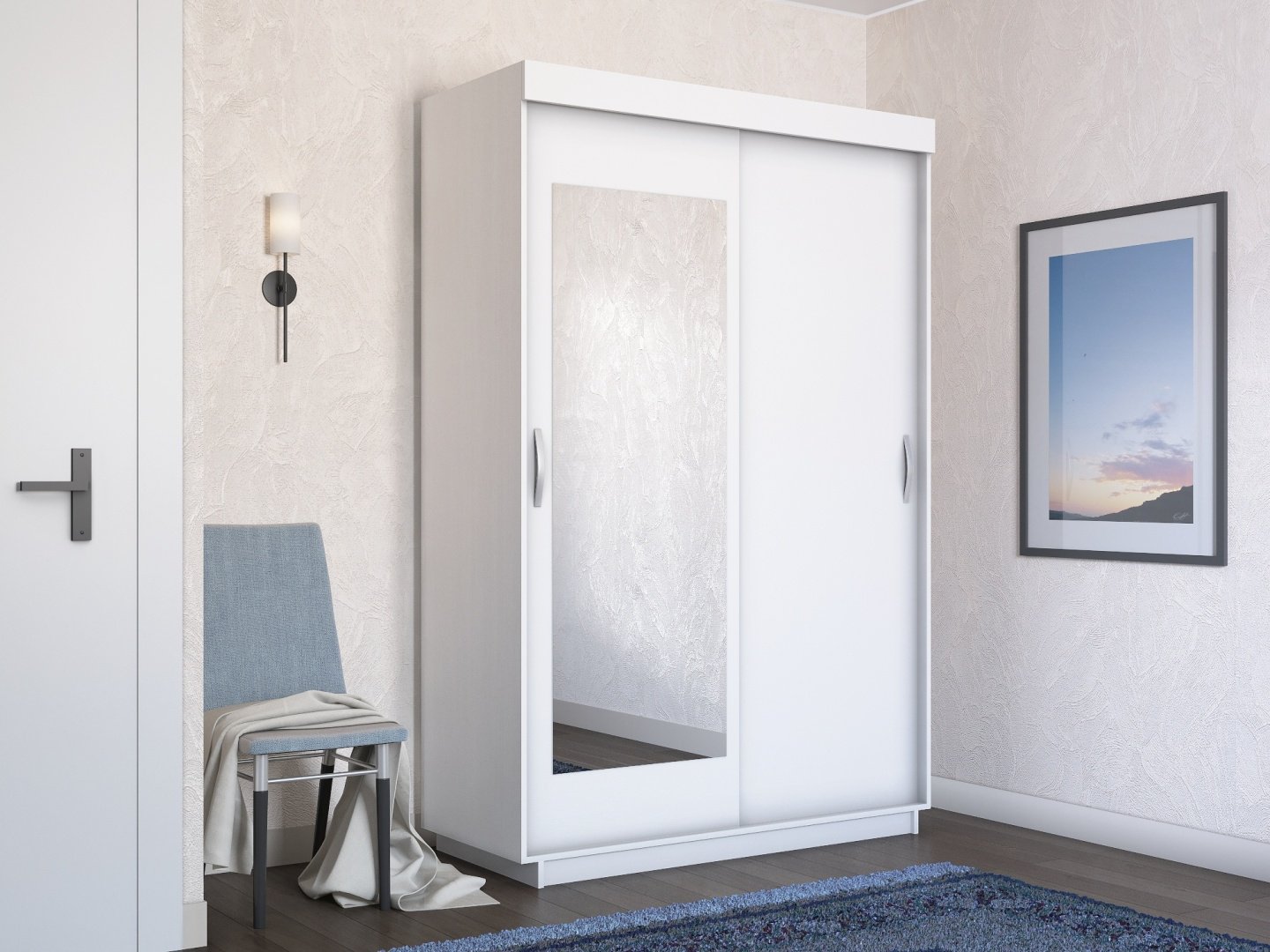 Шкаф-купе Е1 Лайт-2, 120x212х59.5 см, белый купить,NaN