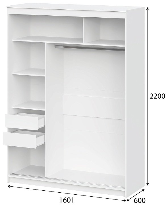 Шкаф-купе SV ШКП 3, 160x220х60 см, белый купить,NaN