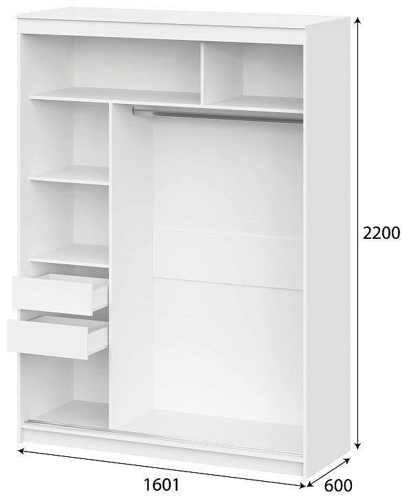 Шкаф-купе SV ШКП 3, 160x220х60 см, белый купить,NaN
