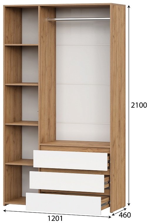 Распашной шкаф СВ Мебель Некст, 120.1x210х46 см, бежевый, белый купить,NaN