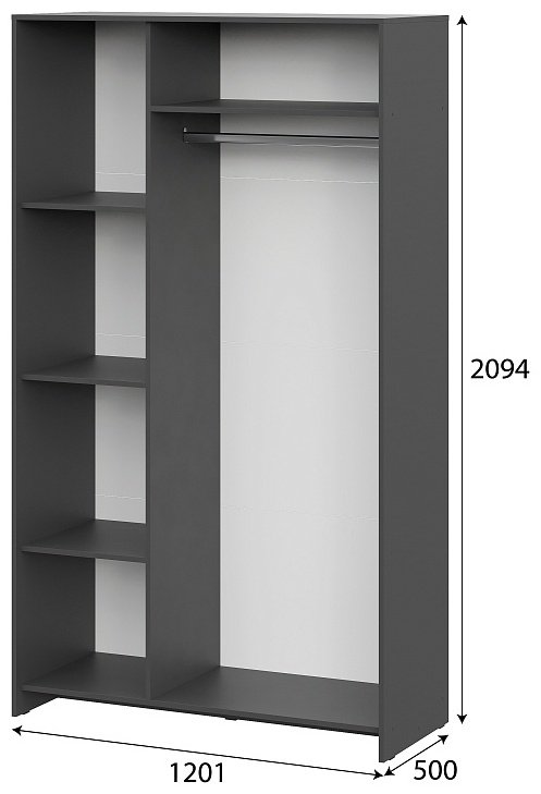 Распашной шкаф SV Дольче, 120.1x209.4х50 см, белый, графит купить,NaN