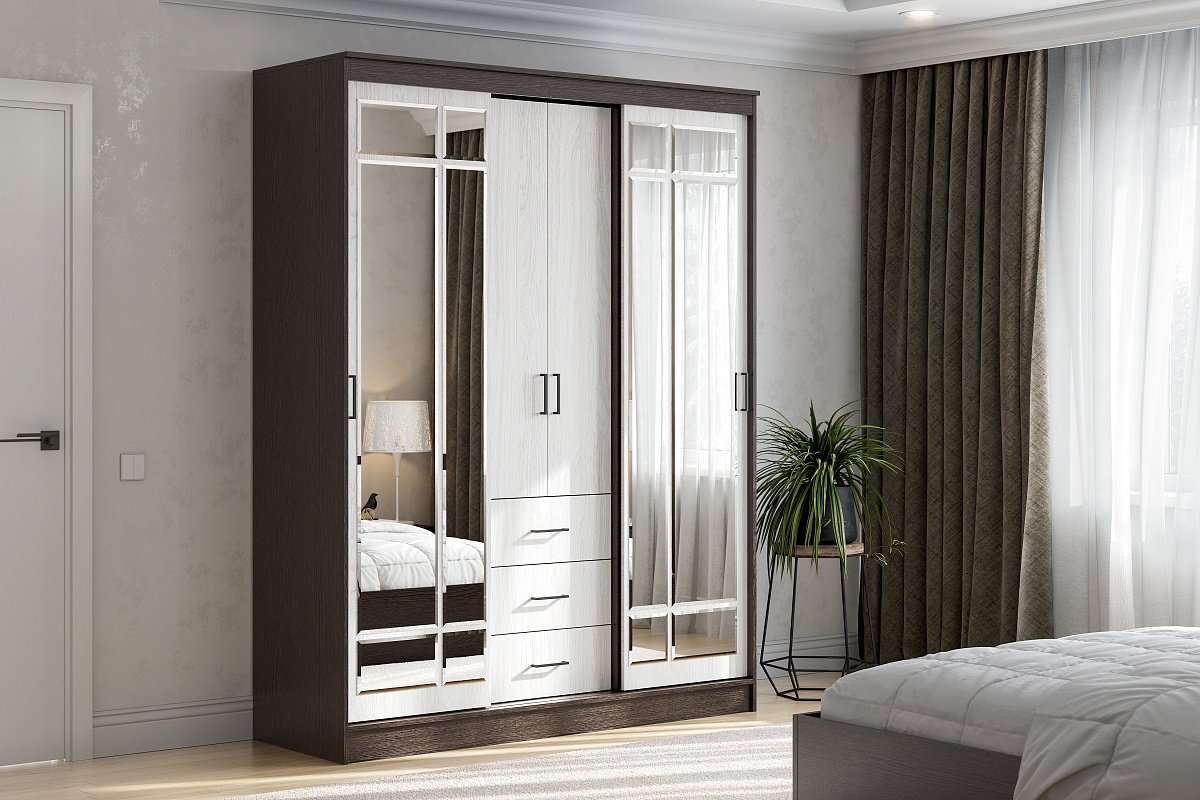 Шкаф-купе SV ШКП 1, 170.1x220х59.4 см, бежевый, темно-коричневый купить,NaN